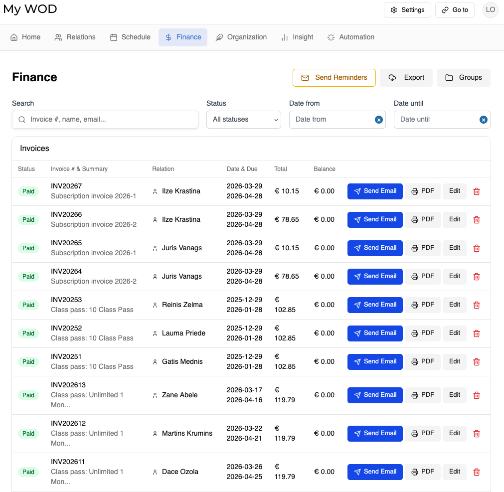 Invoice management