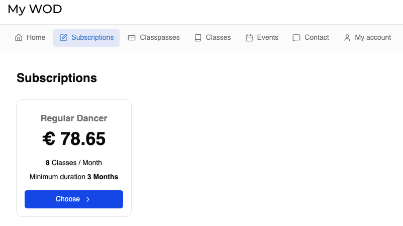 Subscriptions view